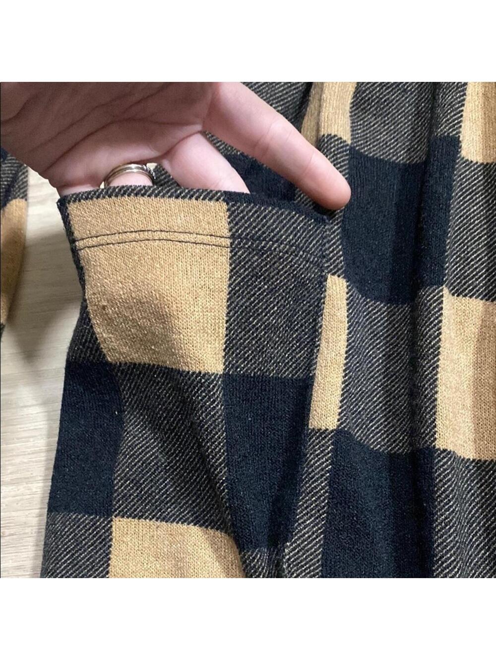 Gilli Black and Tan Plaid Long Sleeve Dress - Picture 6 of 15